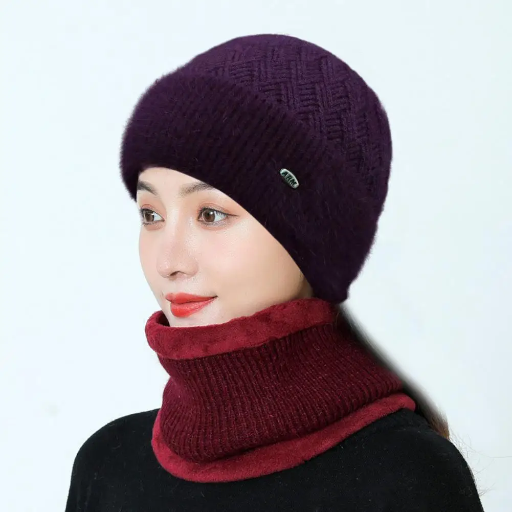 Middle-Aged Elderly Winter Woolen Hat Fleece Lining Thickened Mom Beanie Hat Warm Grandmother Knitted Hat