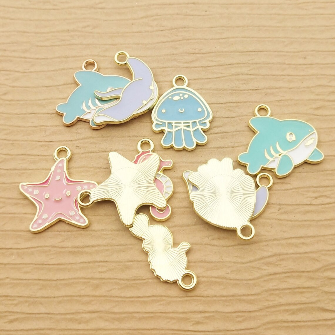 10pcs Enamel Sea Horse Charm for Jewelry Making Craft Animal Earring Pendant Necklace Bracelet Accessories Diy Supplies