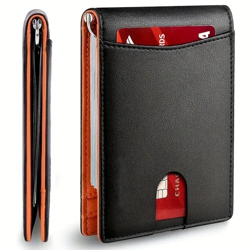 PU Leather Slim Smart Wallet for Men with Money Credit Card Clip Mini RFID Blocking Leather Mens Thin Wallet Card Holder luxury