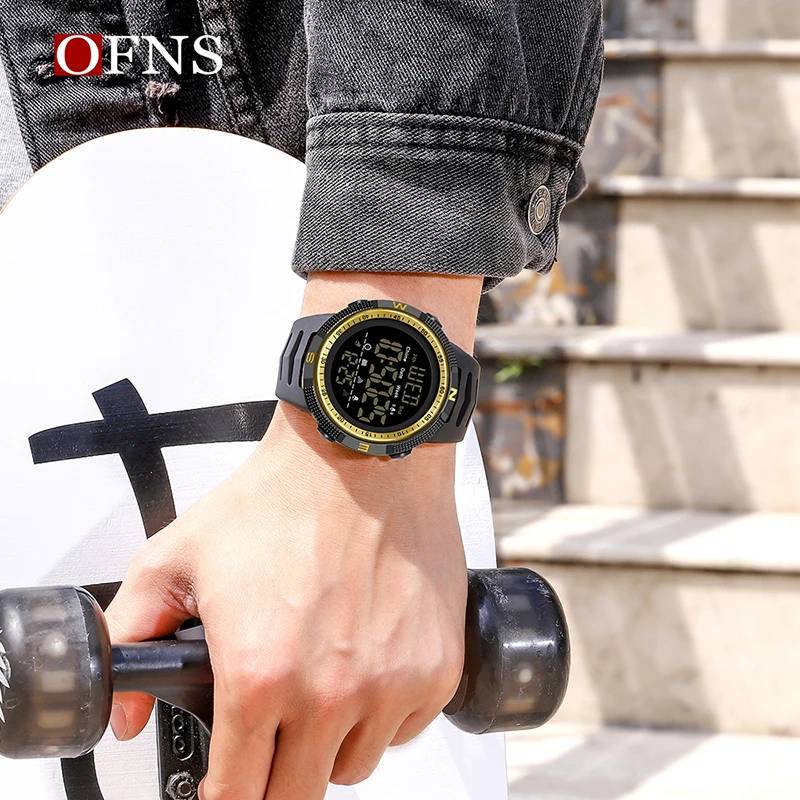 OFNS Luxury Brand Digital Watch Men 50M Waterproof Sport Watches Military LED Light Stopwatch Clock Electronic Reloj Hombre