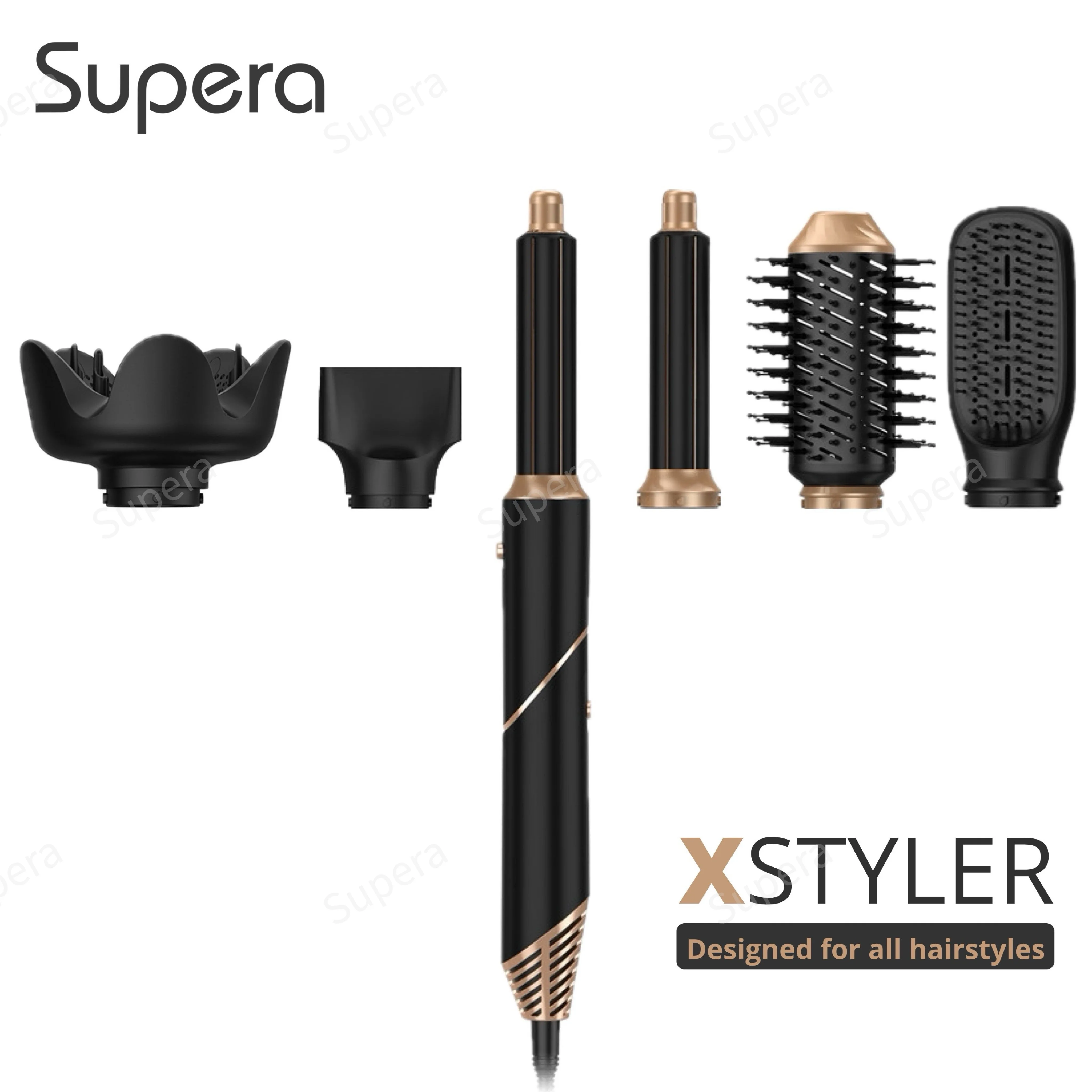 Supera Multifunctional Hair Dryer Air Styling & Drying System Powerful Hair Blow Dryer & Multi-Styler with Auto-Wrap Curlers