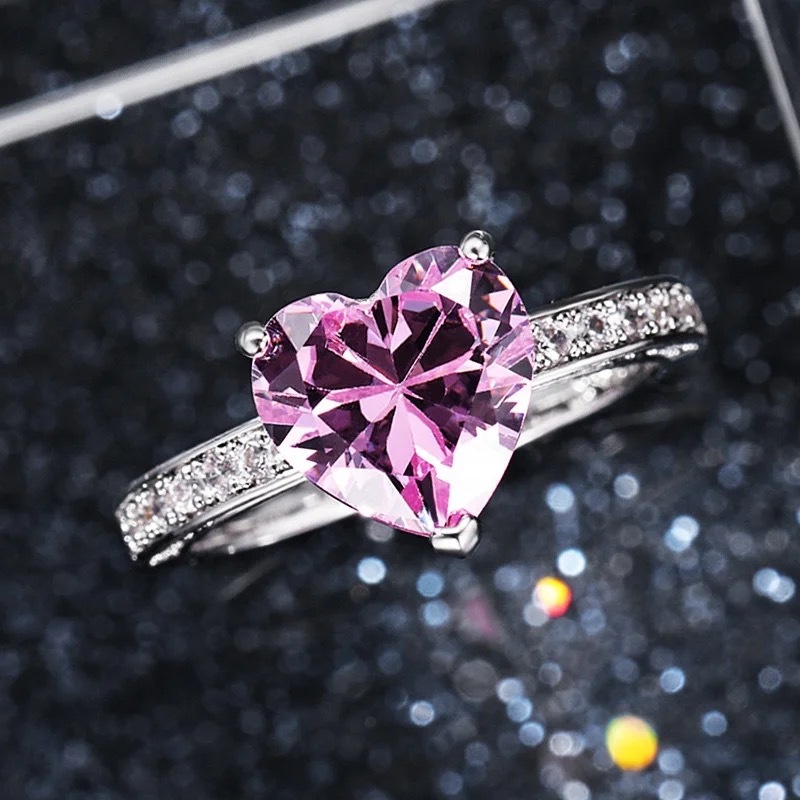 Designer 2025 Top Sell Drop Ship Wedd Rs Luxury Jewelry Stunn 925 Sterl Silver Fill Heart Shape Pink Topaz CZ Diamond Gemstones Party Women Engagement