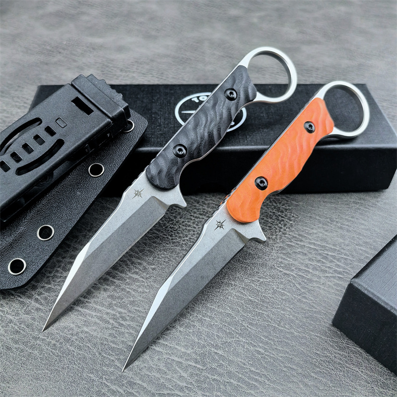 2024 Newest Toor Neck Knives Jank Shank Outlaw Fixed 3 440c Stonewashed Wharncliffe Blade G10 Handles with Ring Outdoor Tactical EDC Pocket Knife 1500
