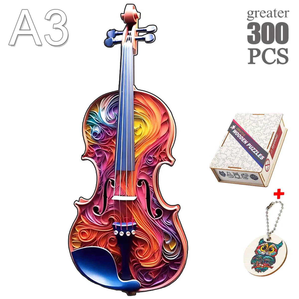 Music Wooden Puzzle Jigsaw Best Gift For Adults And Kids Unique Shape Jigsaw Pieces Charming Cello With Wooden Original Box