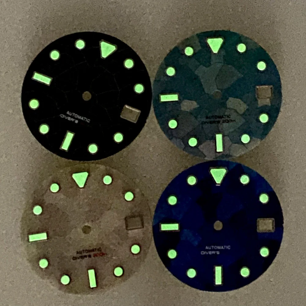 29mm Mother Of Pearl Shell Watch Dial for NH35 NH36A/4R35/NR36 Movt Green Luminous Date Accessories