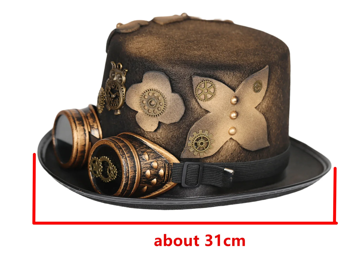 Punk Top Hat, Goggles, Detachable Flower Style Men's and Women's Steam Gear