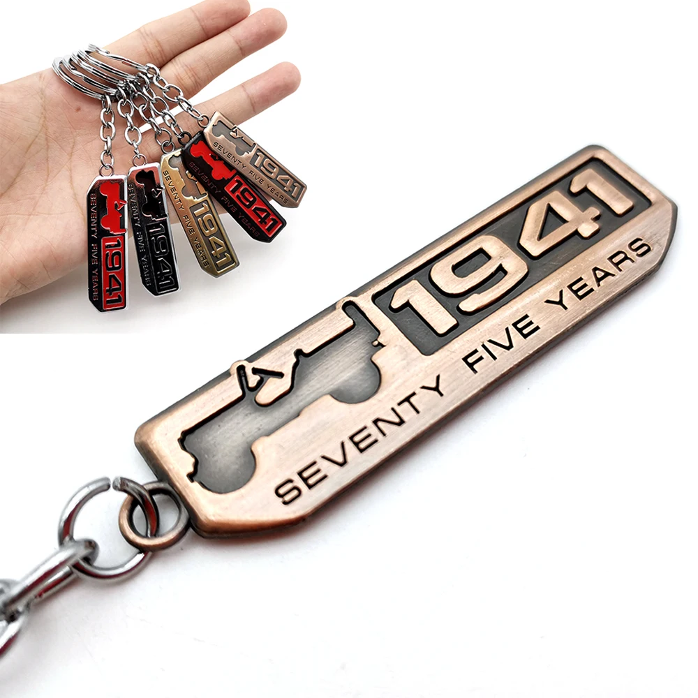 Hot Car Metal SEVENTY FIVE YEARS 1941 Keychain Key Ring Keyfob Accessory Car Key Ring For 1941 Jeep Wrangler Renegade Grand