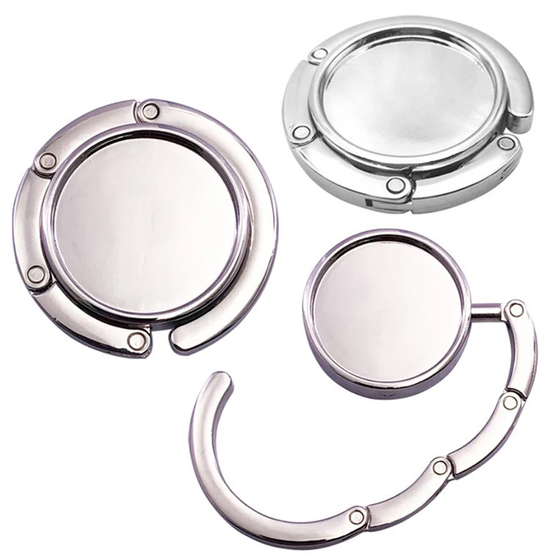 1Pc Portable Folding Bag Hanger Handbag Hook Holder Table Alloy Purse Circle Shape Accessories