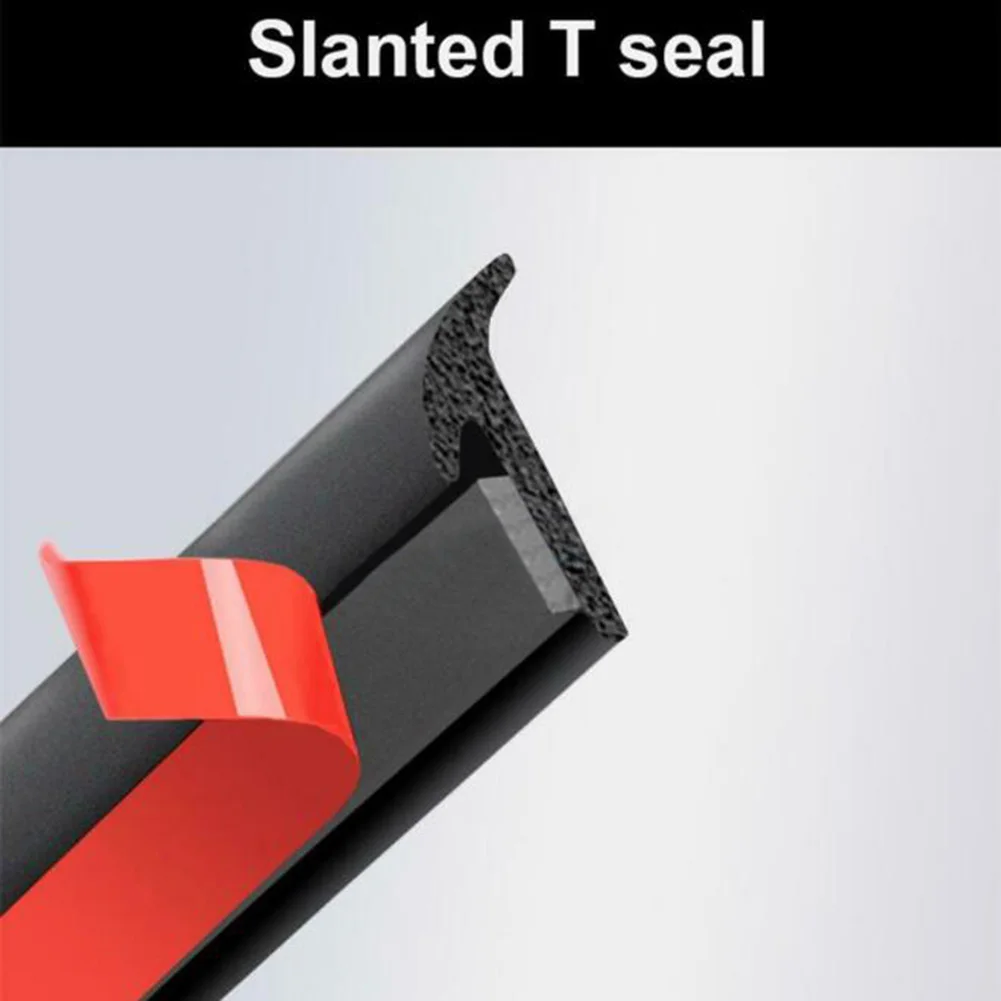 2/5/10M Car Door Sealing Strip Inclined T-Shaped Weatherproof Edge Trim Rubber Universal 5X7MM/8MMX10MM Adhesive Tape Accessory
