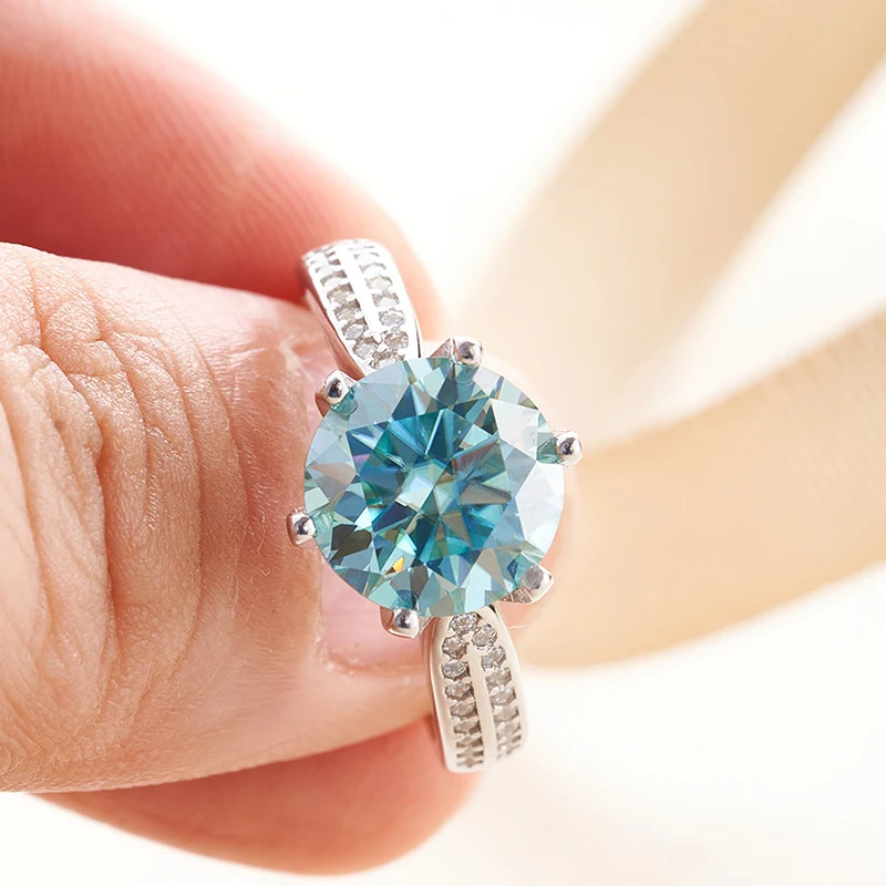 JoyceJelly Luxury 9mm 3ct VVS D Color Moissanite Rings For Women S925 Sterling Silver Jewelry Pass Diamond Tester With GRA Certi