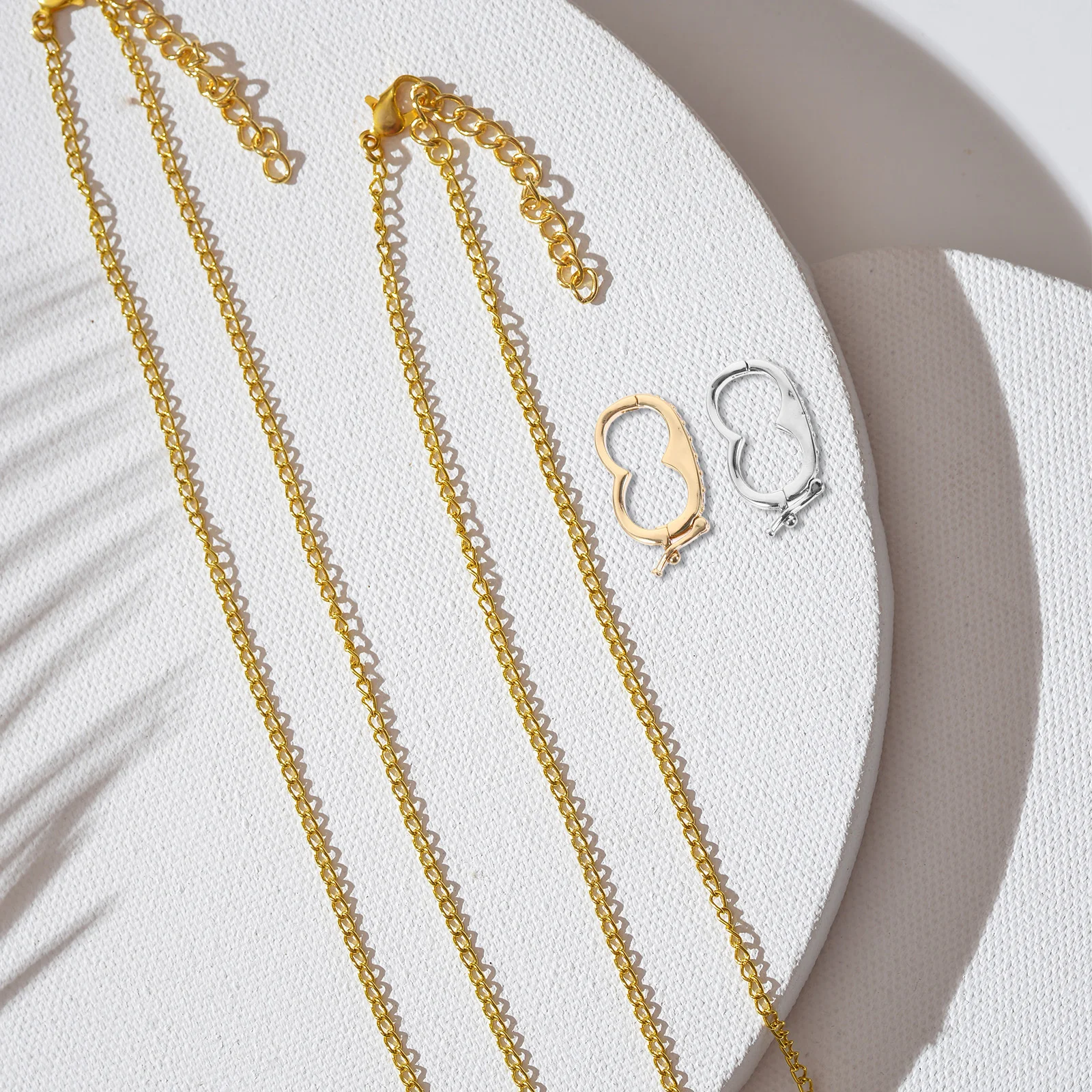 2 Pcs Jewelry Peanut Buckle Echancer Clasps Diamond Choker Necklaces Copper Connecting Pearl Shortener Silver