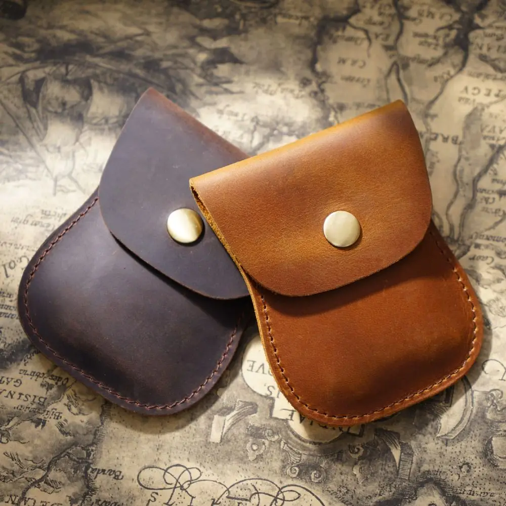 Retro Mini Designer PU Leather Men Coin Purse Handmade Men Wallet Coin Bag Card Purse Change Purse Cowhide Coin Sports Accessory