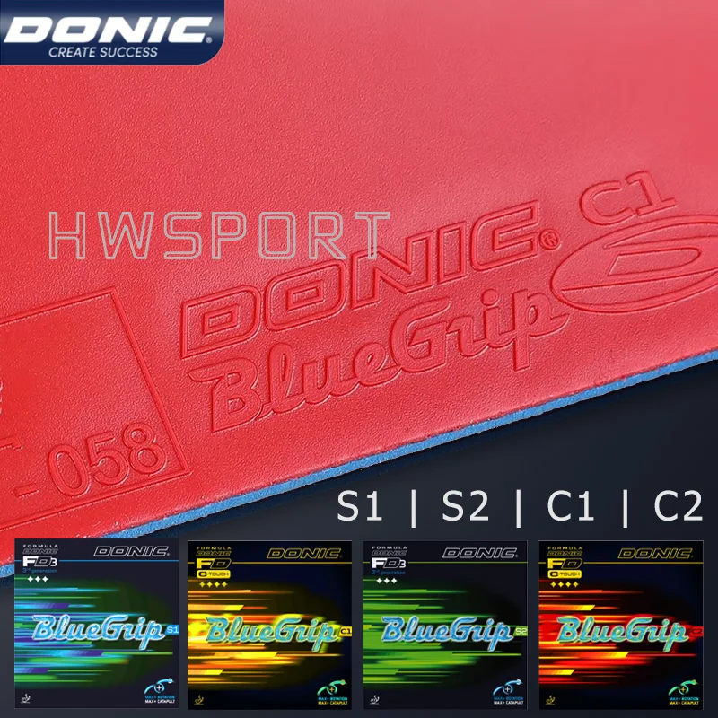 DONIC BLUEGRIP S1 S2 C1 C2 Table Tennis Rubber Sticky Pre-set Internal Energy Ping Pong Rubber with Cake Sponge Made In Germany