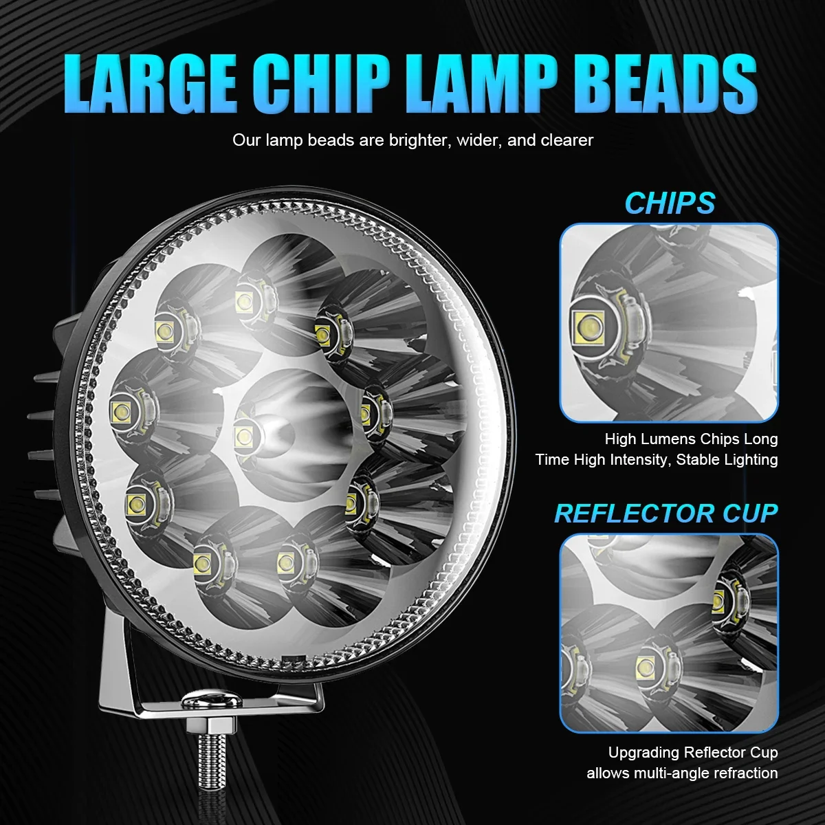 NLpearl Car LED Bar Worklight 4inch 10LED Round Square Work Light 12V 24V Auto Light Fog Lamp off Road for ATV SUV Spotlight
