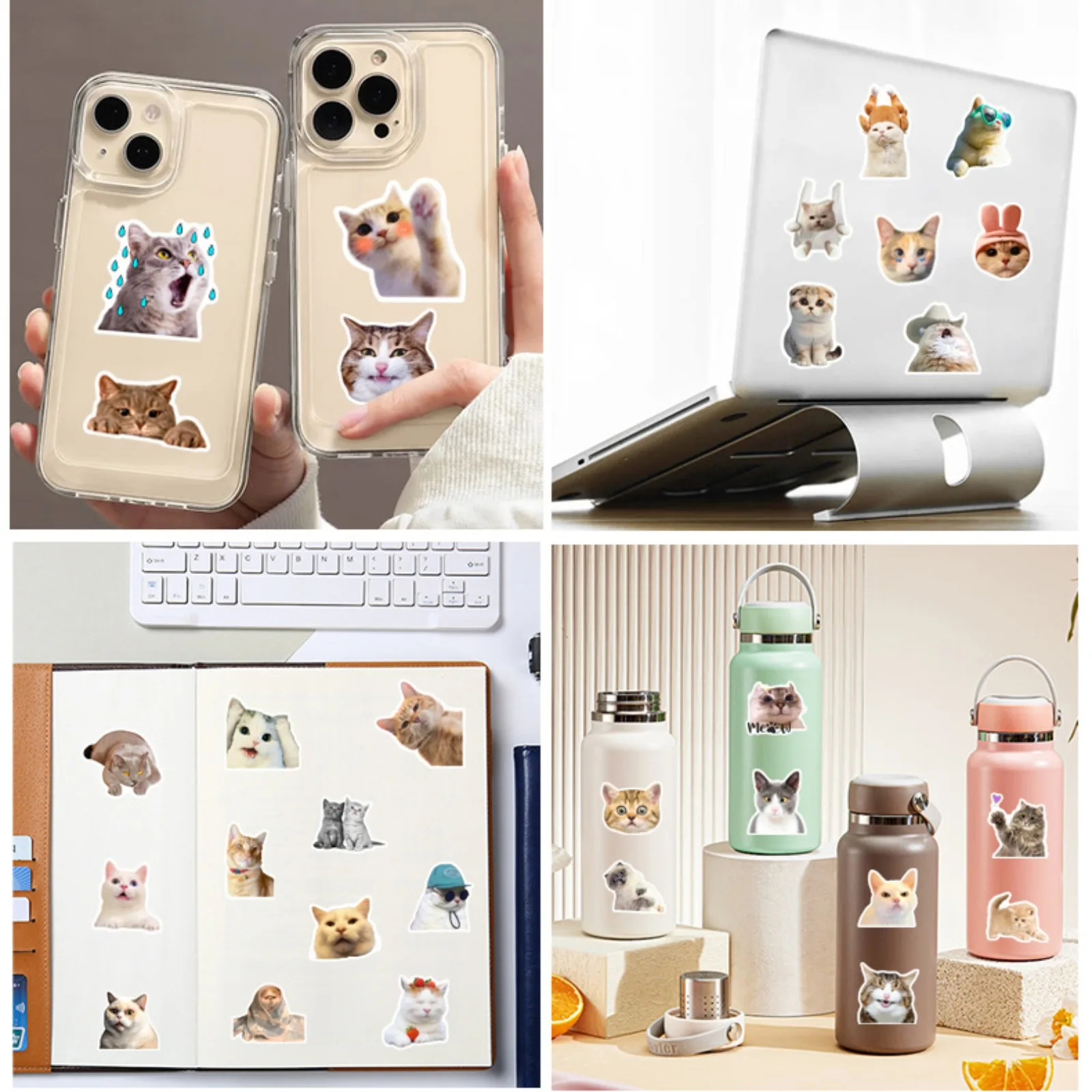 Funny Meme Cat 10/25/50pcs Stickers for DIY Decor Stationery Suitcase Water Bottle Phone Laptop Skateboard Scrapbooking smile