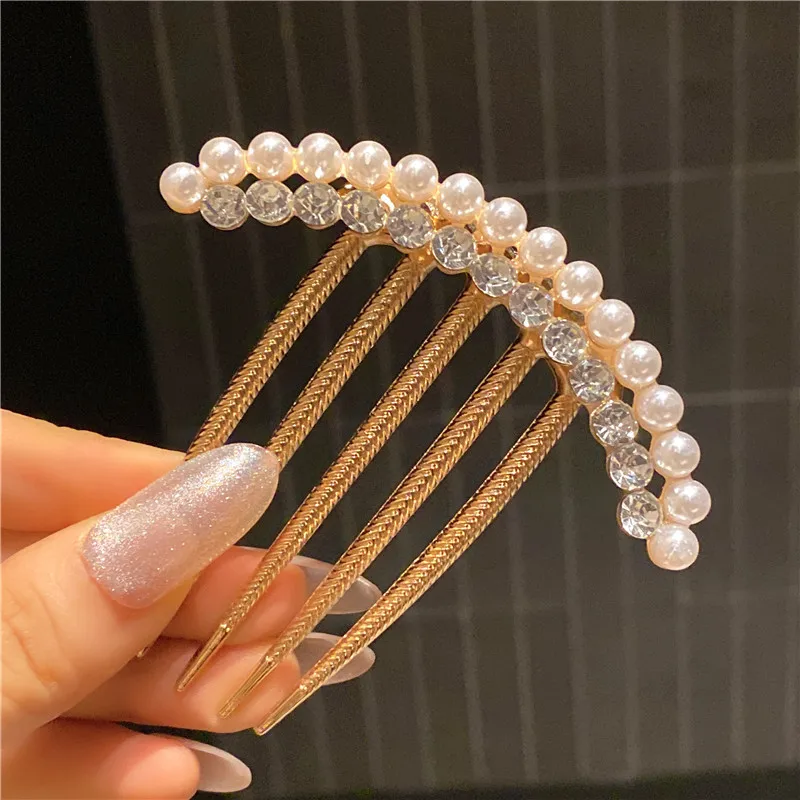 Pearl Gold Dia Mix Hair Combs Pan Hair Flower Leaf Hairpin Women Wedding Elegant Hair ddmysmile Accessories Smile