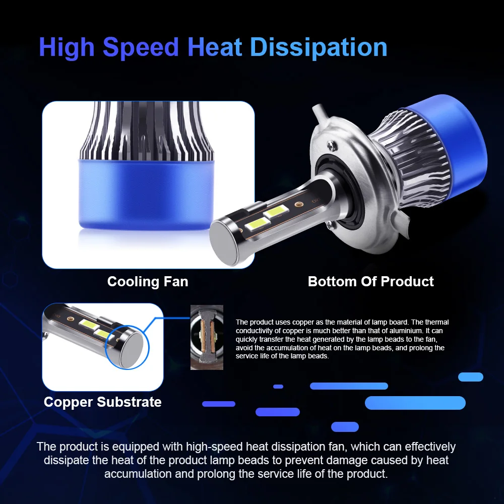 Lights Roadsun H4 Car LED 42000LM Headlight Bulb For MAZDA BT50 2011 2012 2013 2014 2015 2016 2017 20108 2019 2020 2021 smile