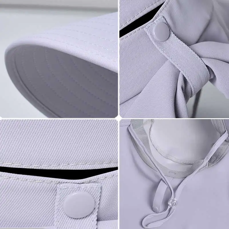 with Hat Women Bucket Shawl Summer 12cm Big Brim Sun Hat Quick Drying Outdoor Hiking Fishing Panama Cap Breathable Horsetail Hat smile