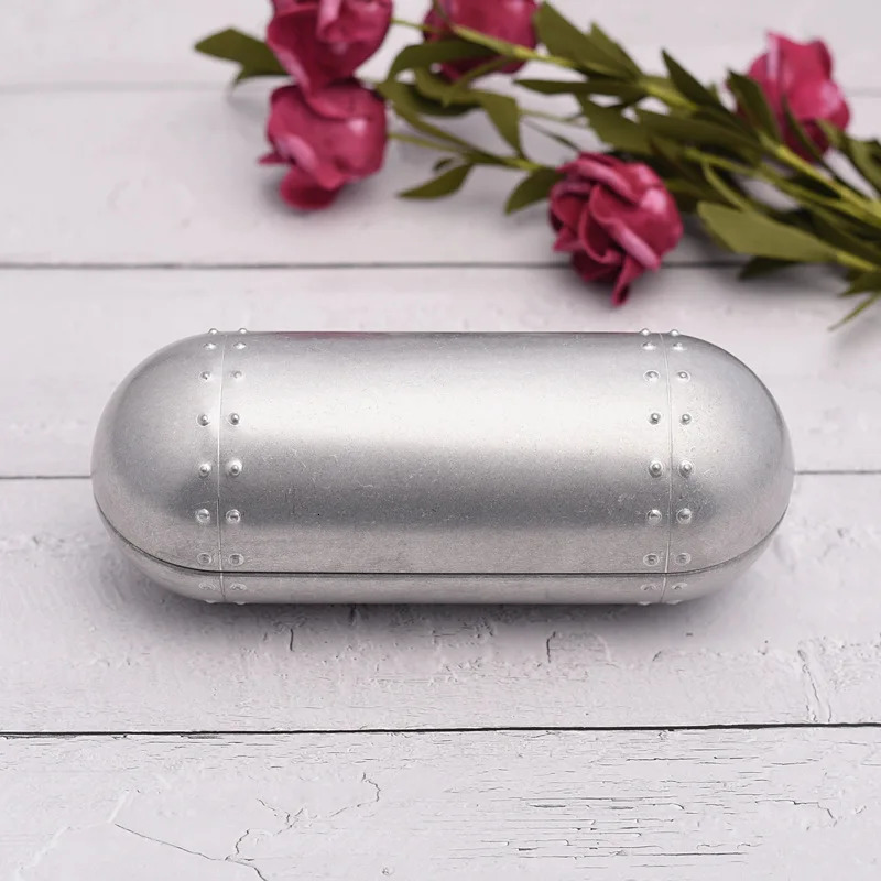 Cubojue Aluminum Round Glasses Cases Hard Light Sunglasses Boxes Fashion Silver Big Small Size 240514