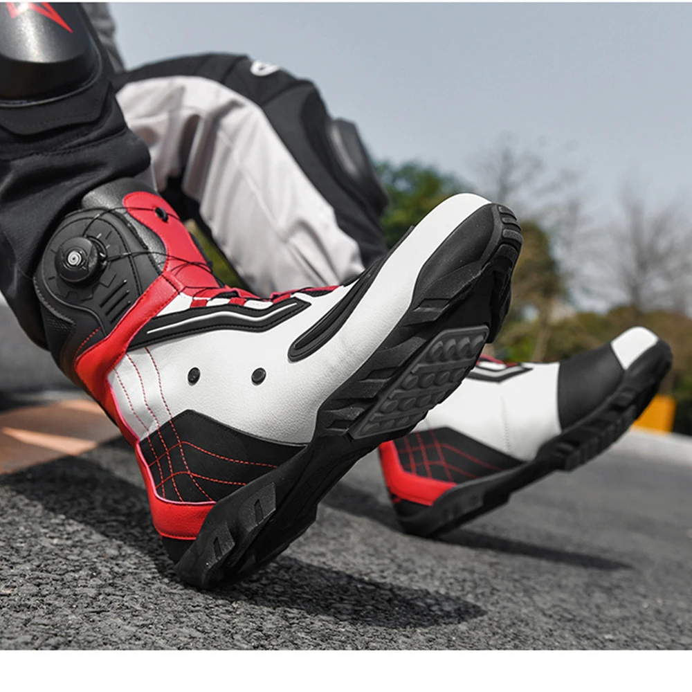 Motorcycle Men Boots Women Breathable ddmysmile Motocross Boot PU Leather Botas Para Motociclista Motorbike Riding Boots Four-Season Smile