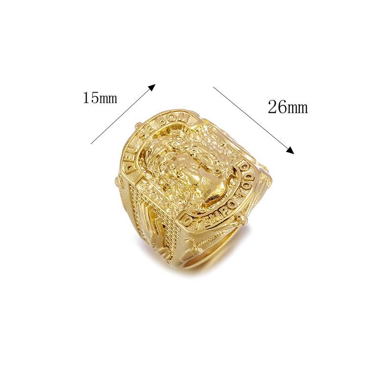 Hip Hop Jesus Casting Ring 18k Gold Plated Titanium Steel Religious Jewelry