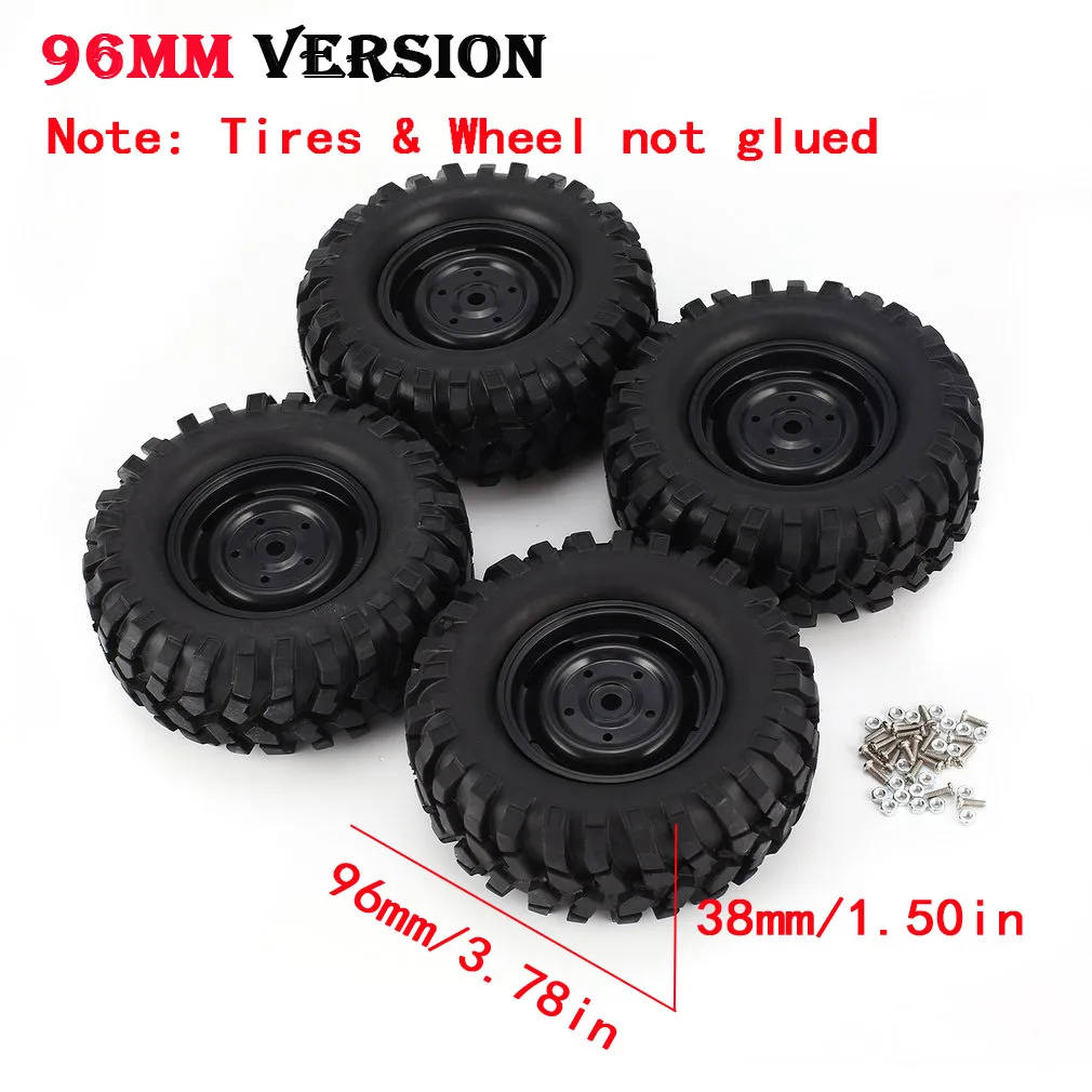 4Pcs 96mm 110mm 1.9 Inch Rubber Wheel Rim Tire Beadlock for 1/10 RC Crawler Car HSP Redcat Traxxas AXIAL SCX10 90046 RC4WD