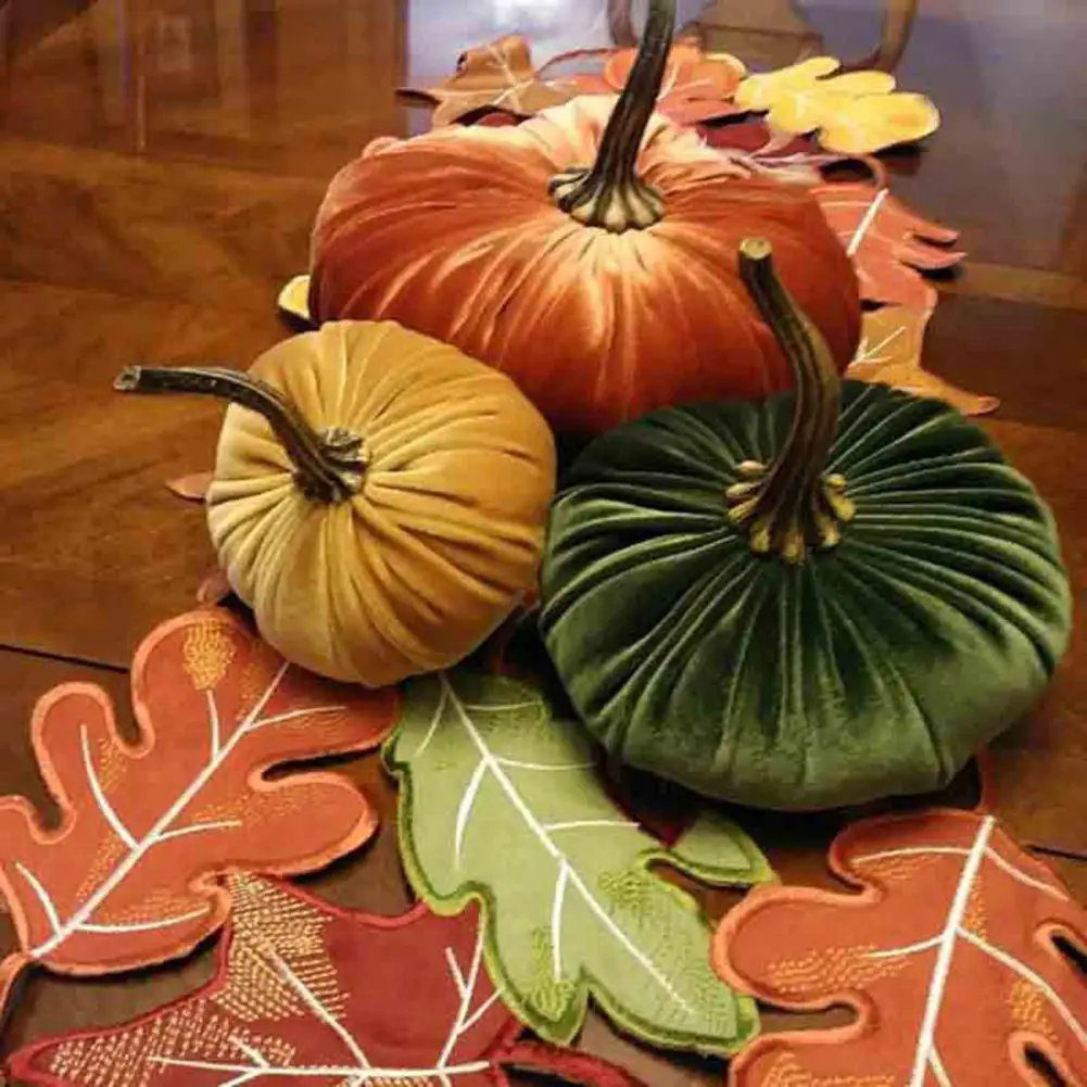 Multiple Colors Sizes S/M/L Available Handmade Veet Pumpkin Decorative Ornament Soft Filled Foam Pumpkin Cute Pillow Cushion smile
