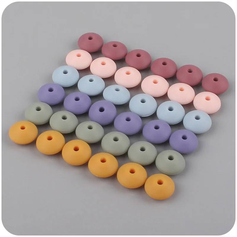 Abacus Spacer Silicone 20Pcs Beads Creative DIY Soothing Baby Chew Kid's Toy Safe Food Grade Teether Pacifier Chain Accessories smile