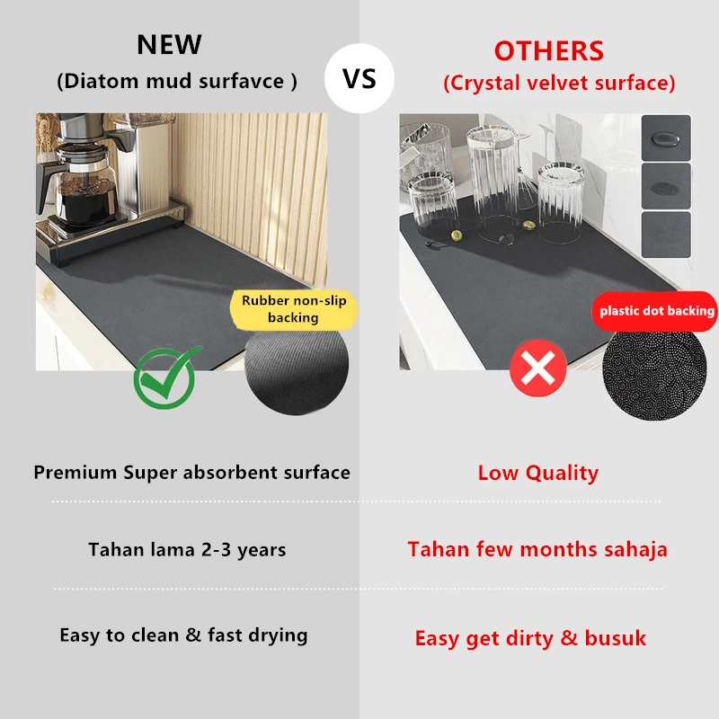 Coffee Anti-slip Absorbent Super Dish Large Kitchen Absorbent Draining Mat Drying Mat Quick Dry Bathroom Drain Pad Kitchen Tool smile