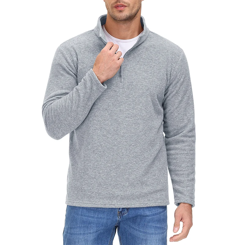 Men's Sleeve MAGCOMSEN Long Fleece T-Shirt 1/4 Zip ddmysmile Stand Collar Pullover Tops Spring Windproof Warmth Hiking Workout Sweatshirts Smile