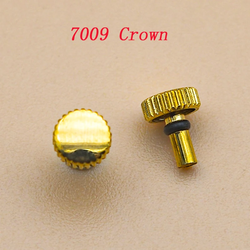 Gold ddmysmile 2Pcs 7009 Sier Watch Crown Fits Nh35 Nh36 7S 4R Movement For Seiko 7009 Watch Case Modified Repair Spare Parts Smile
