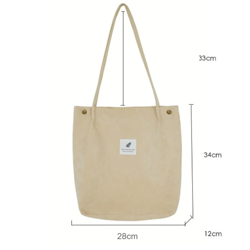 Corduroy Women Bag for Shopper Handbags Environmental Storage Reusable Canvas Shoulder Tote Bag School Bags for Girl Tote Bags smile