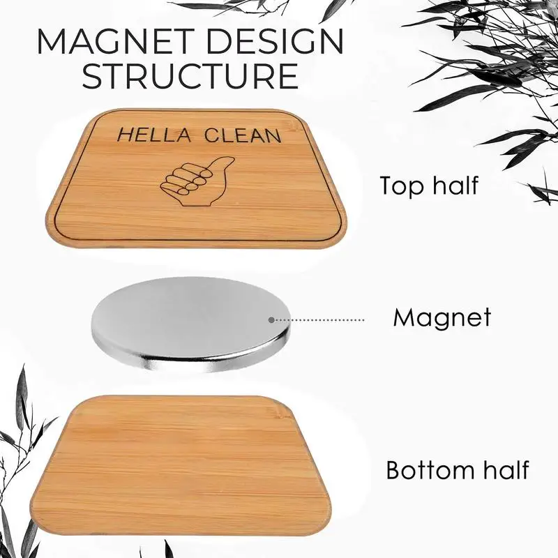 Clean Dirty Magnet For Dishwasher Bamboo Indicator For Magnetic Dishwashers Reversible Round Dishwasher Magnet Clean Dirty Sign