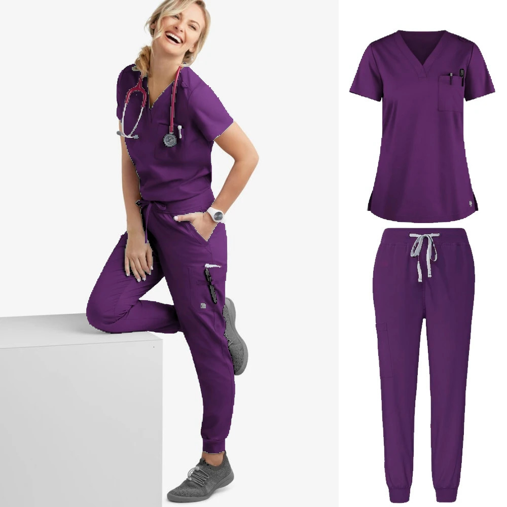 Woman Scrubs Uniforms Multicolour SPA Beauty Uniform Dentist Veterinary Working Clothes Unisex Pharmacy Clinic Scrub Set 2