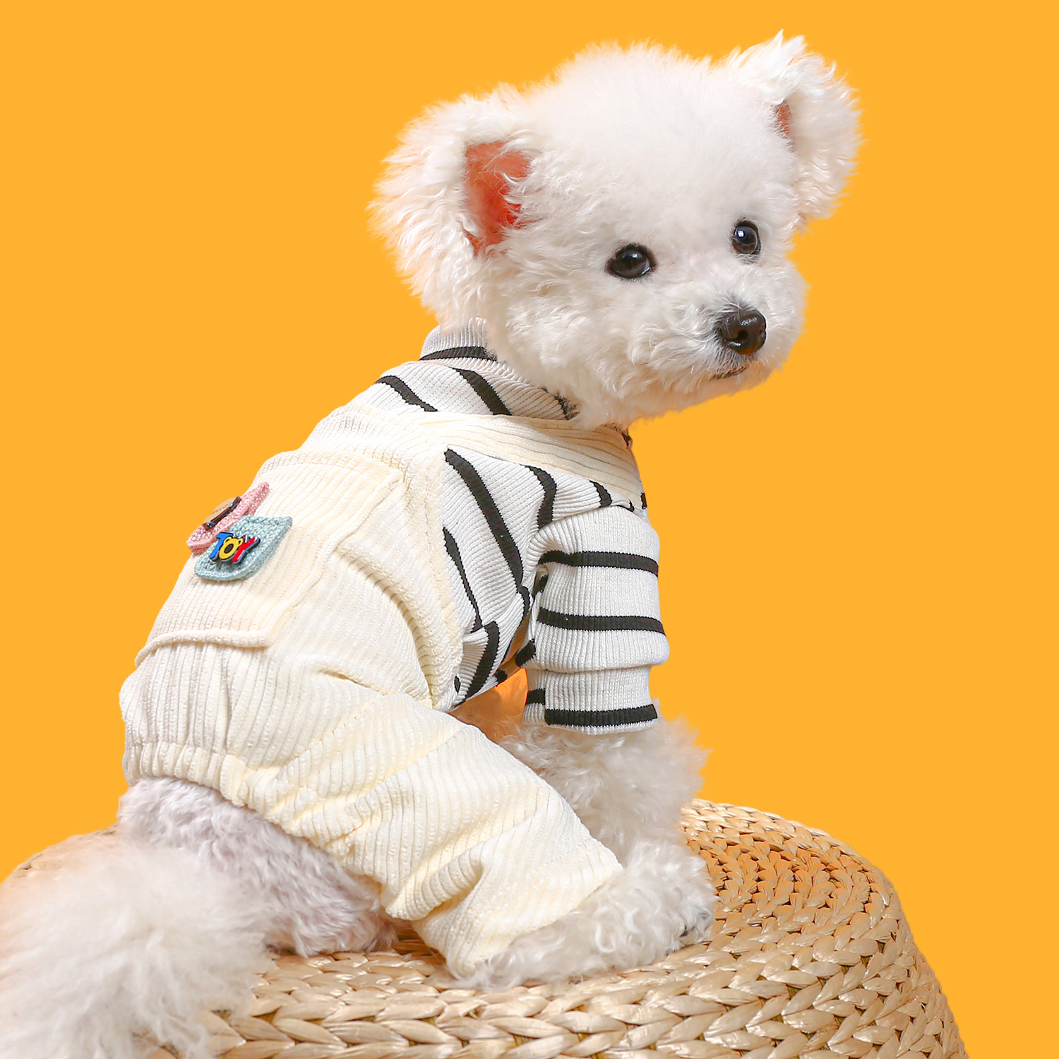 1PC Pet Clothing Dog Spring and Autumn Thickened Warm Stripe Four legged Strap Pants Suitable for Small and Medium sized Dogs