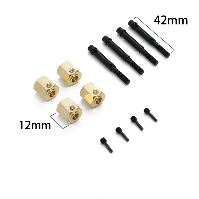 Wheel 12mm 4PCS Brass Hex Extended Adapter with Wheel Shaft for YK4082 YK4102 4103 YiKong RC Crawler Car Upgrade Parts smile