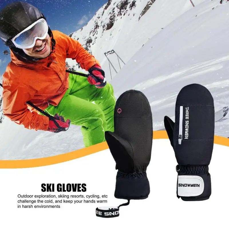 Touchscreen Warm Snowboard Gloves Cold Weather Gloves Concealed Five-Finger Design Snowboard Gloves For Men And Women smile