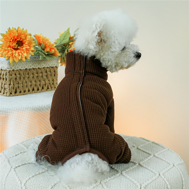 Solid Dog Jumpsuit Coat Winter Thickened Wrapped Belly Pet Dog Clothes For Clothing Puppy Overalls Jacket For Small Dogs York XS