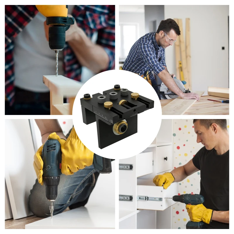 in 1 3 Doweling Jig Kit Pocket Hole Jig Drilling Guide Locator For Furniture Connecting Hole Puncher Tool For Woodworking smile