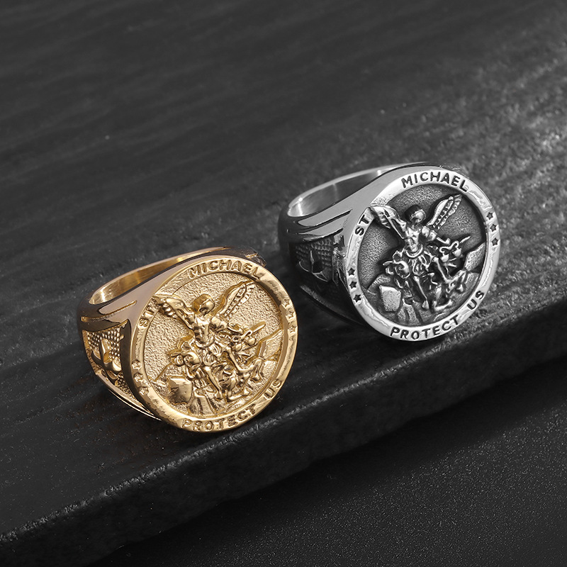 Hip Hop New Exorcism Ring Titanium Steel Casting Gold Plated Mens Jewelry