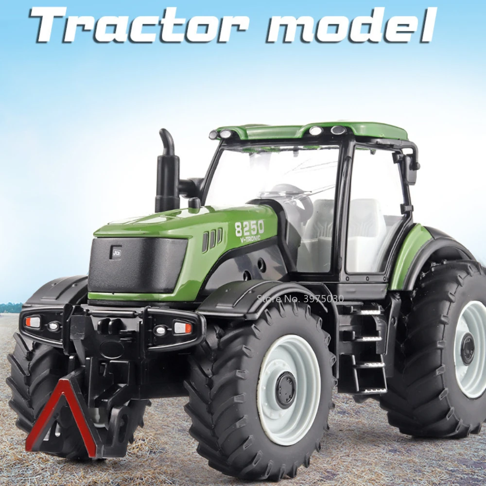 1/30 Scale Alloy Tractor Toy Model Diecast Agricultural Vehicles Farming Tool Car Cultivated Land Car Model Sound Kids Toys Gift