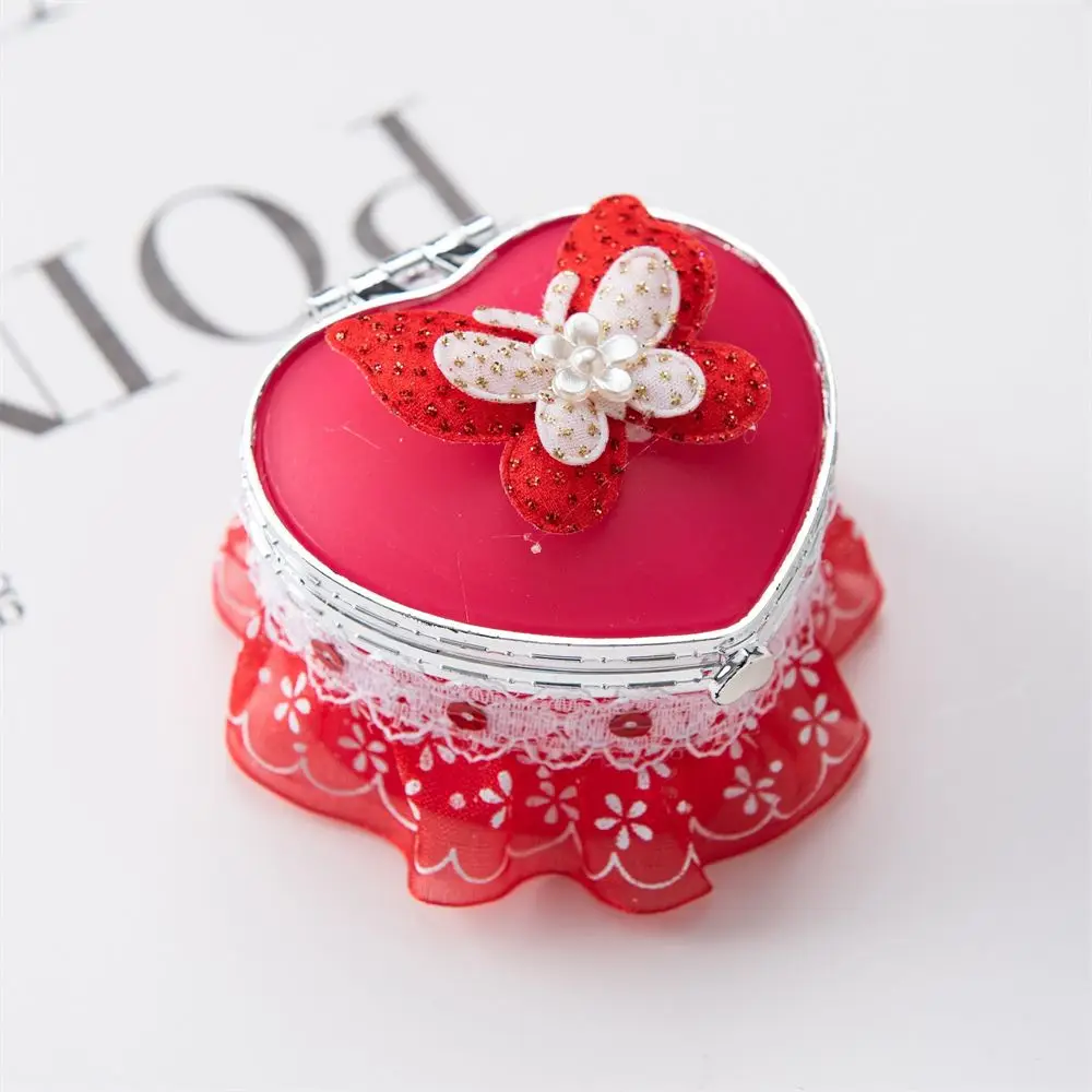 Cute Love Travel Organizer Make Up Mirror Jewelry Storage Box Cosmetic Organizer Heart Shape Jewelries Case smile