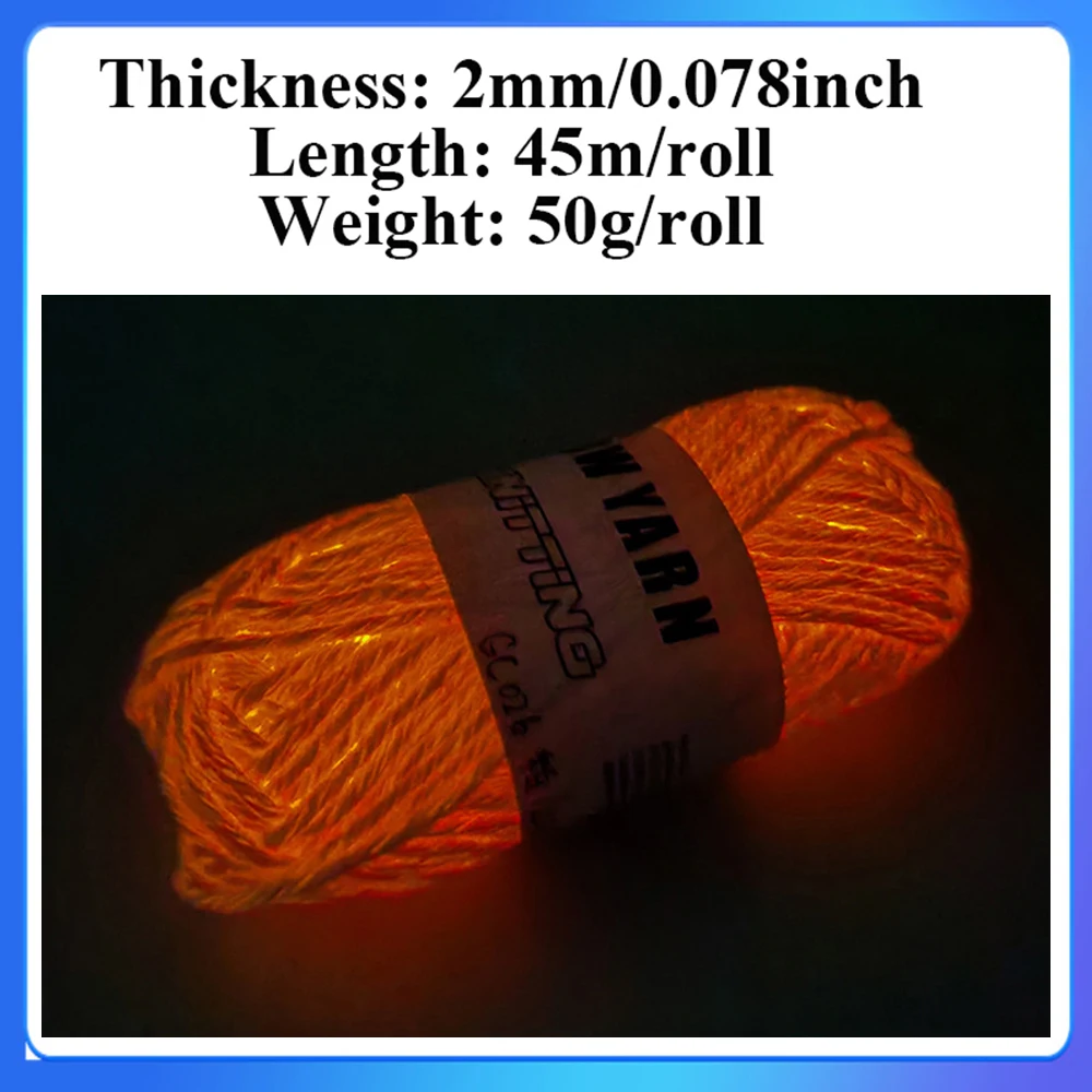 Glow New In Functional The Dark Yarn Polyester Luminous Wool Yarn Glowing 2mm For Hand Knitting Sweater Yarn Carpet DIY Cotton smile