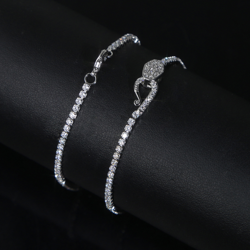 Bg CZ Tennis Bracelet for Women - Iced Out Snake Chain Hand Jewelry