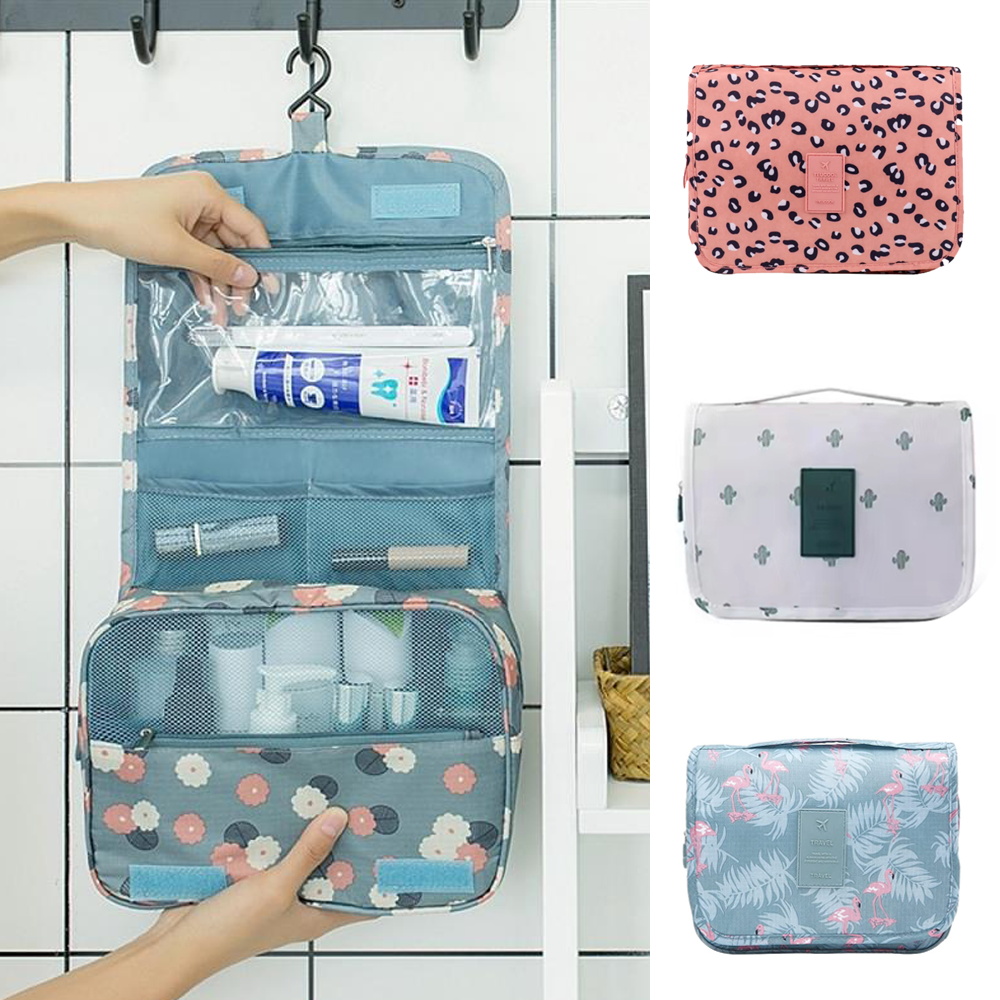Hook Girl Bathroom Waterproof Toiletry Bag Men Travel Wash Daily Necessities Organizer Women Make Up Case Storage Cosmetic Bags smile