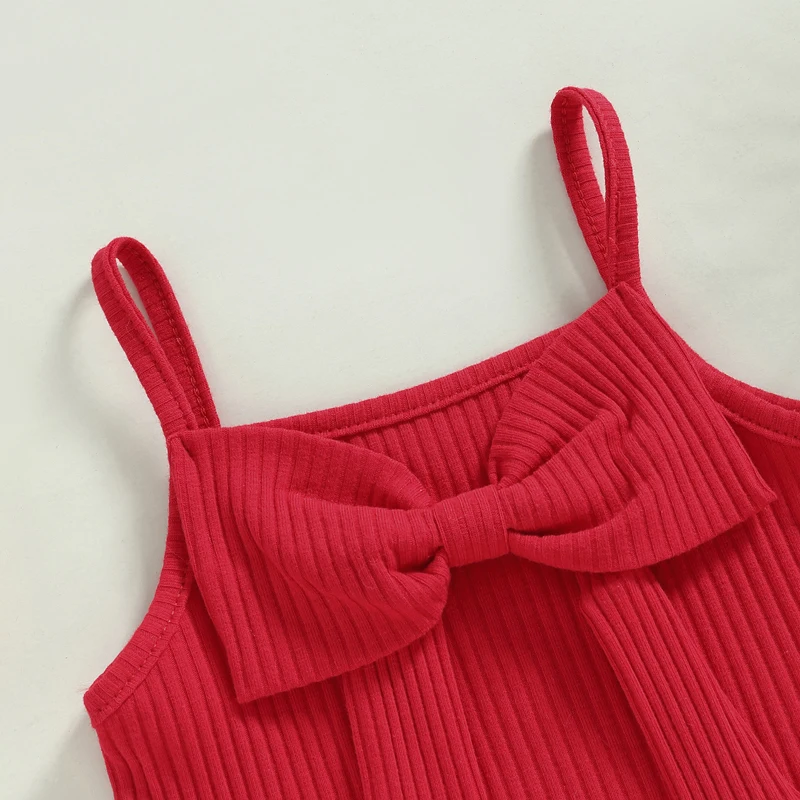 Girl Baby Cute Toddler Ribbed Bowknot Camisole Solid Color ddmysmile Casual Tanks Tops Vest Summer Casual Clothes Smile