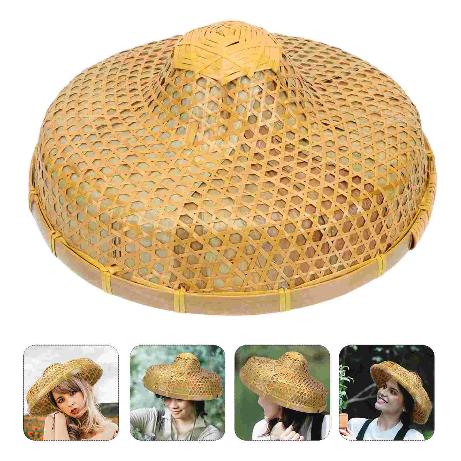 Hat Farmer Bamboo Rain-Proof Laboring Oriental Styled Mens Panama Hats Fishing Beach Straw Weaving ddmysmile Japanese-Style Retro Chinese Smile