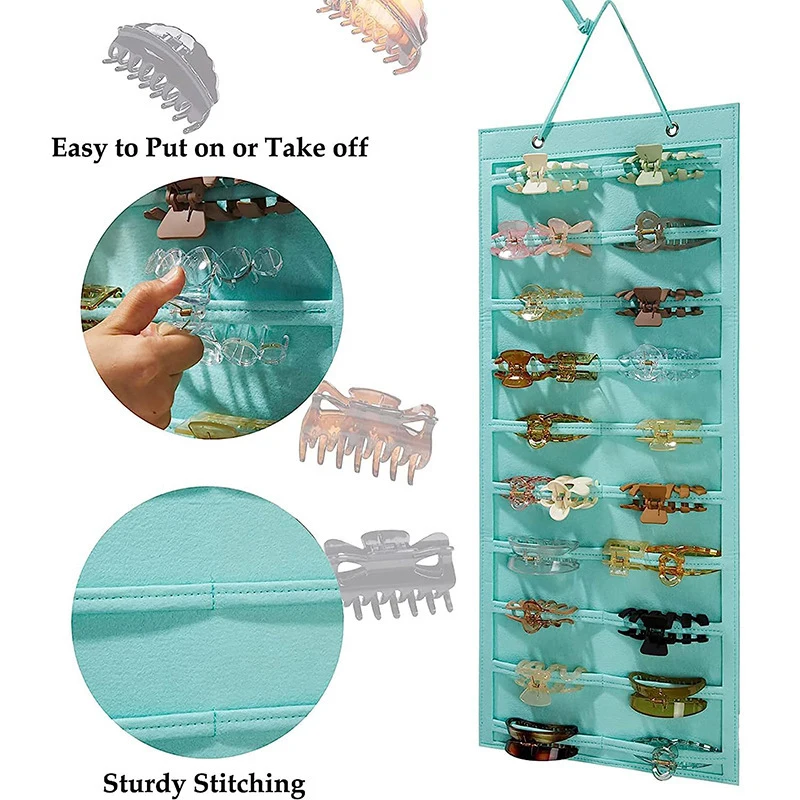 Hair Mounted Hanging Wall Claws Clips Organizer Felt Headband Holder Display Baby Hair Bows Storage Bags For Women Girls Gifts smile