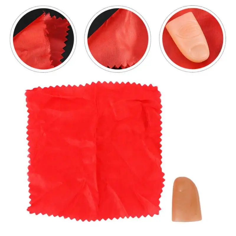 Red Silk ddmysmile Magic 2Pcs Prop Disappearing Silk Fake Thumb Tip Finger Magic Trick Reality Magician Close Up Stage Show Prop Prank Toy Smile