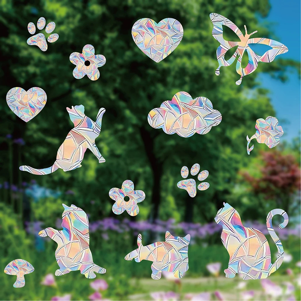 Window Film Rainbow Electrostatic Creative Chic Window Colorful Films Prismatic Butterfly Reusable Accessories Home Decorations smile